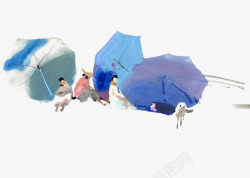 水彩雨伞素材