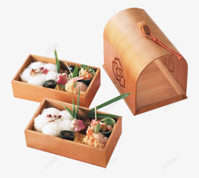 粉色花布上的饭盒和美食png免抠素材_新图网 https://ixintu.com 主食 产品实物 外国美食 西餐