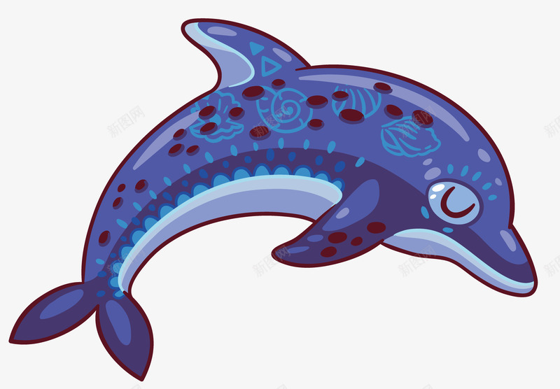 紫色手绘海豚png免抠素材_新图网 https://ixintu.com 免费png素材 卡通手绘 海豚素材 紫色