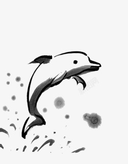 水墨海豚水彩海豚高清图片
