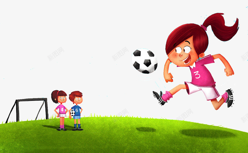 踢足球的女孩png免抠素材_新图网 https://ixintu.com 儿童插画 卡通 卡通元素 女孩 女足 故事插画 踢足球