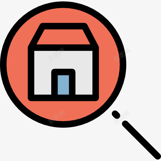 房子图标png_新图网 https://ixintu.com 家 建筑 房地产 房子 搜索 放大镜