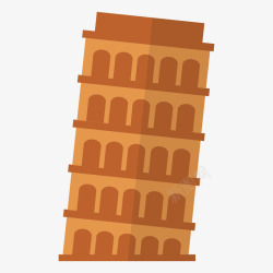 意大利比萨斜塔建筑旅游景点矢量图素材