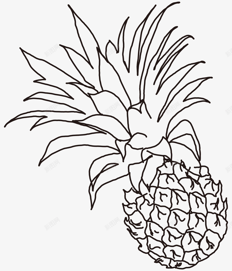 线描菠萝png免抠素材_新图网 https://ixintu.com 水果 黑色 黑色菠萝