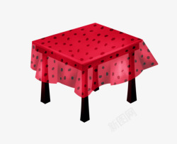 桌红布红色四角桌高清图片