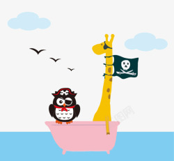 海盗船出海猫头鹰海盗高清图片