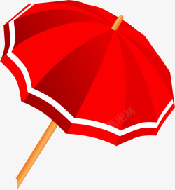 卡通手绘红色卡通雨伞素材