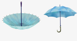 水彩蓝色雨伞素材