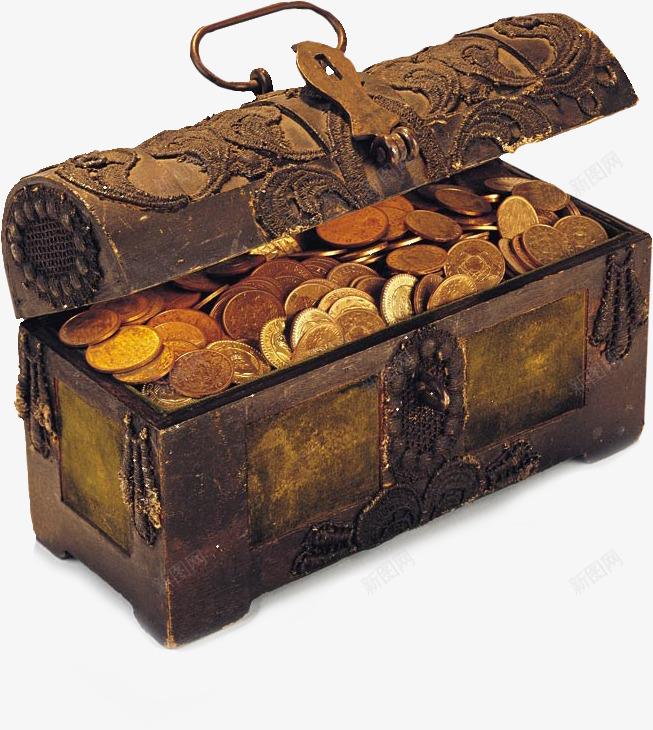 装满金币的宝箱png免抠素材_新图网 https://ixintu.com 古代箱子 地产 宝箱 金币 金融