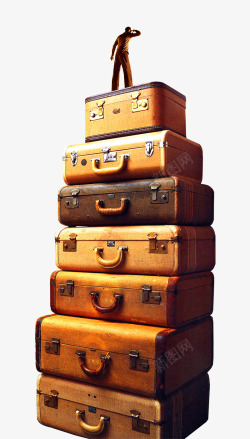 创意站在金条上的人物创意站在行李箱上的人物高清图片