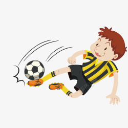 卡通男孩踢足球运动素材