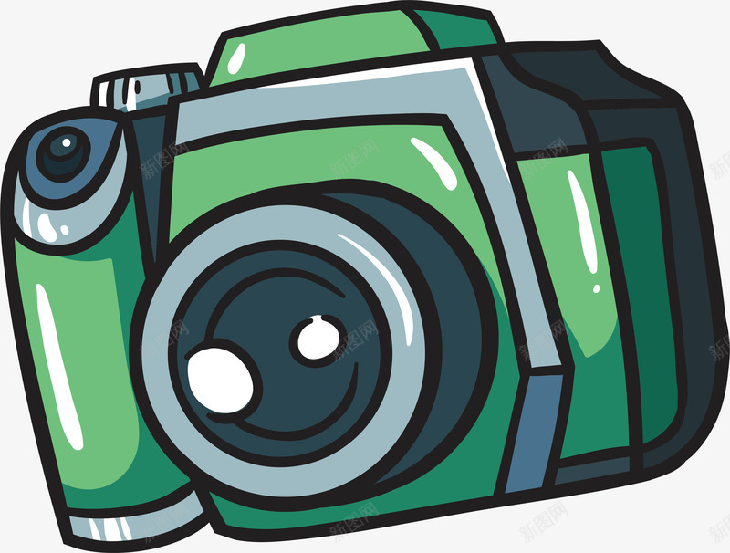绿色手绘相机png免抠素材_新图网 https://ixintu.com 手绘相机 数码相机 旅游拍照 照相机 矢量png 绿色相机