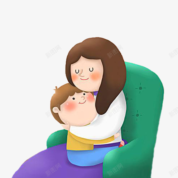沙发上的母亲png免抠素材_新图网 https://ixintu.com 卡通 可爱的 小男孩 母亲 母亲老了 沙发 漂亮的 绿色的