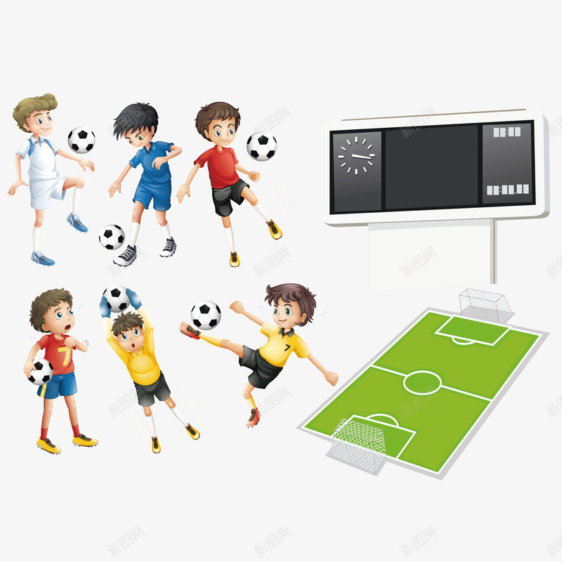 卡通踢足球的男孩png免抠素材_新图网 https://ixintu.com 卡通男孩 男孩 足球