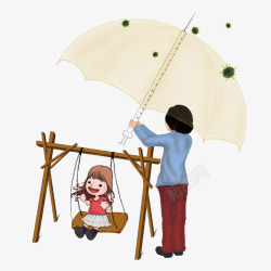 荡秋千的小女孩素材