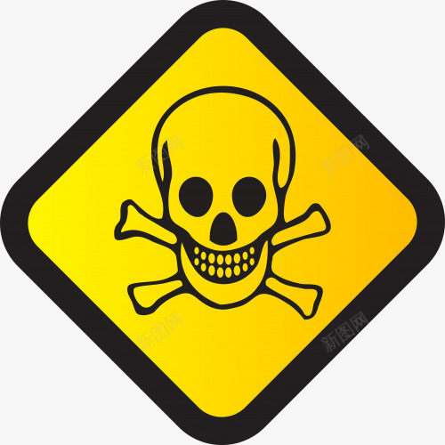 小心中毒png免抠素材_新图网 https://ixintu.com 中毒 小心 方形 标志 标示 警告牌