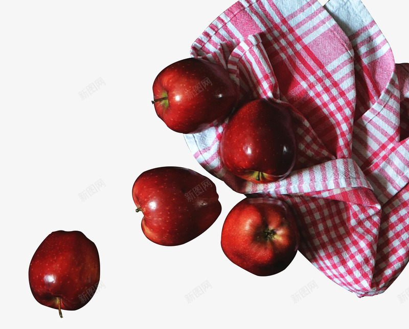 红色苹果png免抠素材_新图网 https://ixintu.com 布料 底布 水果 红格子 红色 红苹果