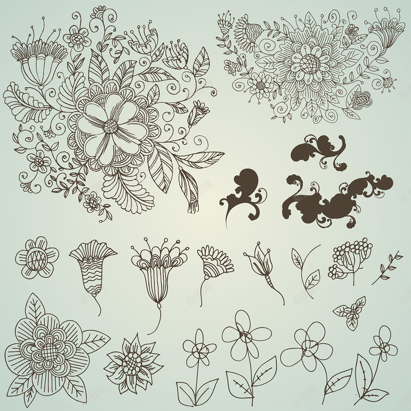 线描花朵png免抠素材_新图网 https://ixintu.com 简笔 线描 花朵