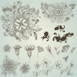 线描花朵素材