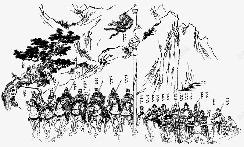 线描古代打仗png免抠素材_新图网 https://ixintu.com 中国风 兵器 古典 古风 手绘 打仗 武侠 武侠古典 武将 线描