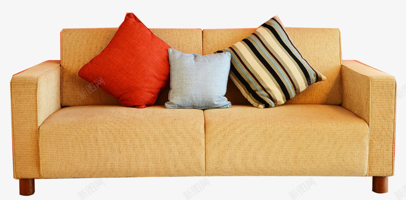 黄色双人沙发png免抠素材_新图网 https://ixintu.com 凳子 家具 沙发 海绵垫