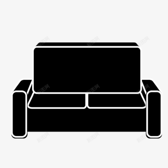 黑色沙发图标png_新图网 https://ixintu.com 家具 手绘图 插图 沙发 简易图 软座 黑色沙发