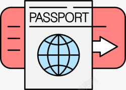 卡通pass机票护照素材
