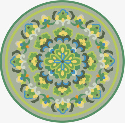 经典中国古典花纹圆形绿色素材