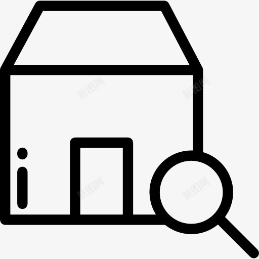 房子图标png_新图网 https://ixintu.com 家 建筑 房地产 房子 搜索 放大镜