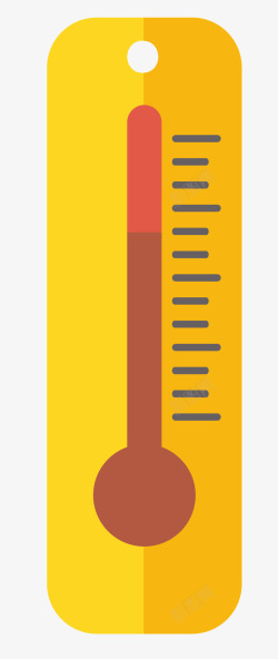 黄色手绘的温度计素材