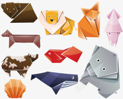 可爱折纸小动物矢量图素材
