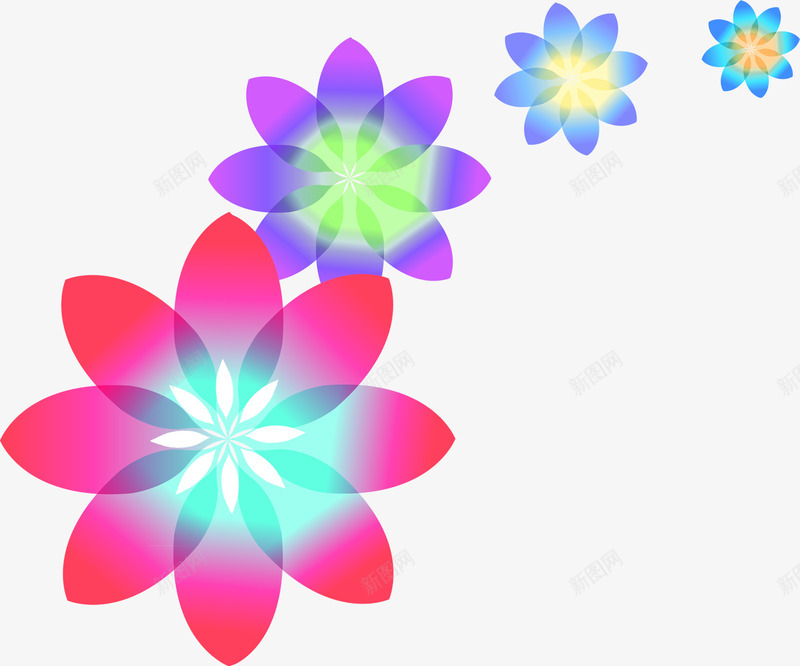 彩色梦幻花朵造型规律png免抠素材_新图网 https://ixintu.com 彩色 梦幻 花朵 规律 造型