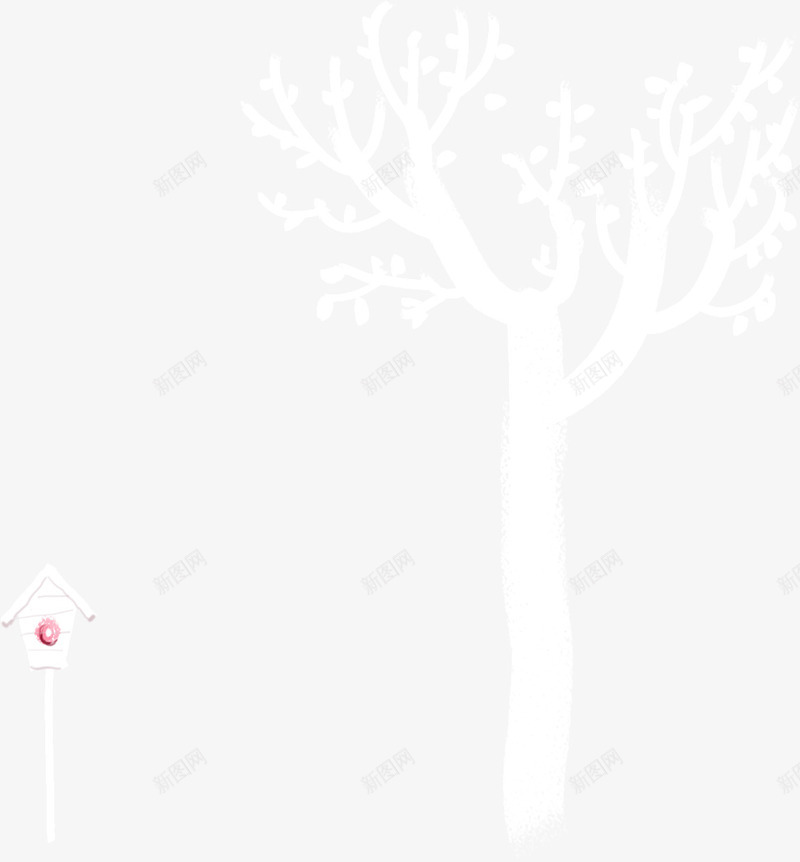 手绘白色梦幻树木造型png免抠素材_新图网 https://ixintu.com 树木 梦幻 白色 造型