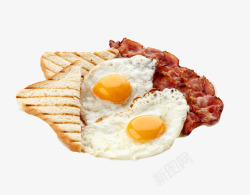 煎肉鸡蛋面包营养早餐高清图片