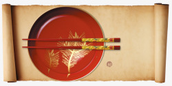红筷子中国经典盘子筷子元素高清图片