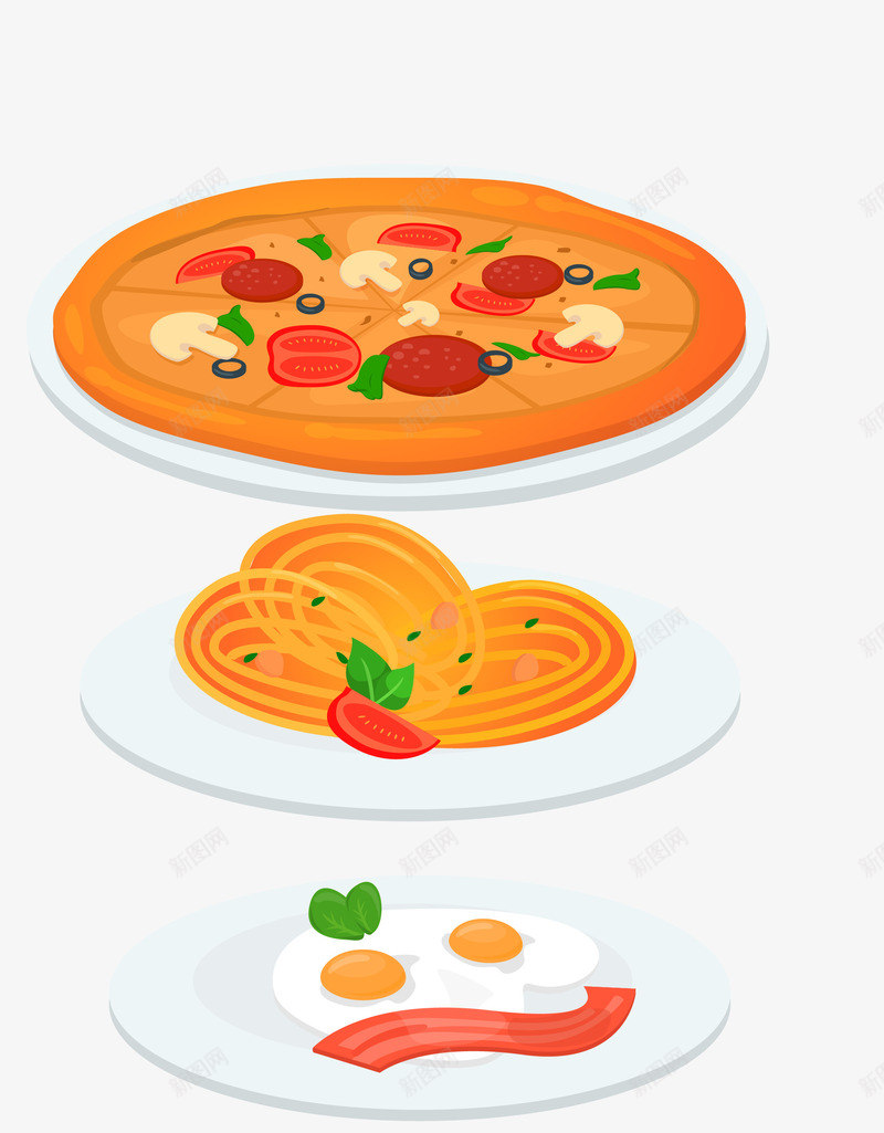 彩色披萨意大利面png免抠素材_新图网 https://ixintu.com 彩色披萨 意大利面 矢量披萨 西餐