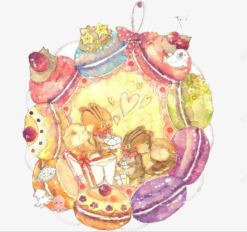 手绘甜品png免抠素材_新图网 https://ixintu.com 创意 彩色 甜品 美味