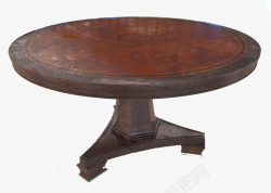 原木色旧桌子棕色圆桌旧桌子高清图片