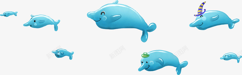 蓝色可爱手绘海豚png免抠素材_新图网 https://ixintu.com 可爱 海豚 蓝色
