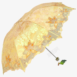 蕾丝边雨伞金色蕾丝刺绣晴雨伞高清图片