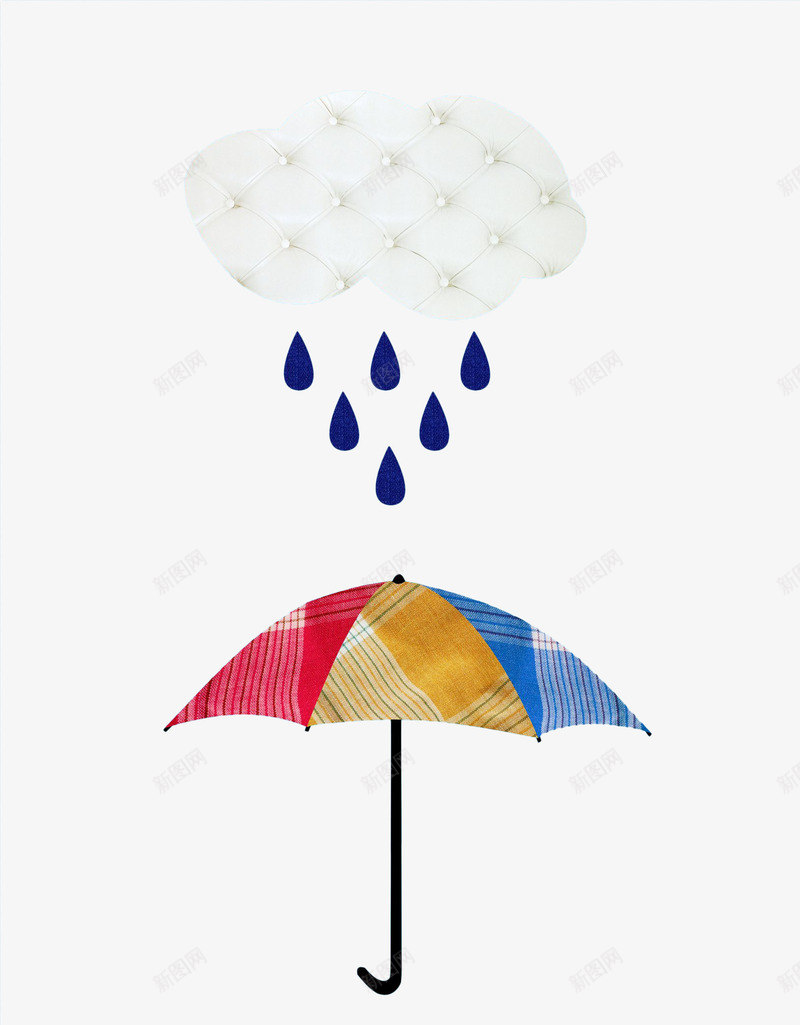 手绘创意下雨天png免抠素材_新图网 https://ixintu.com 下雨 乌云 创意几何雨伞 卡通雨点 彩色 手绘 雨水 雨滴