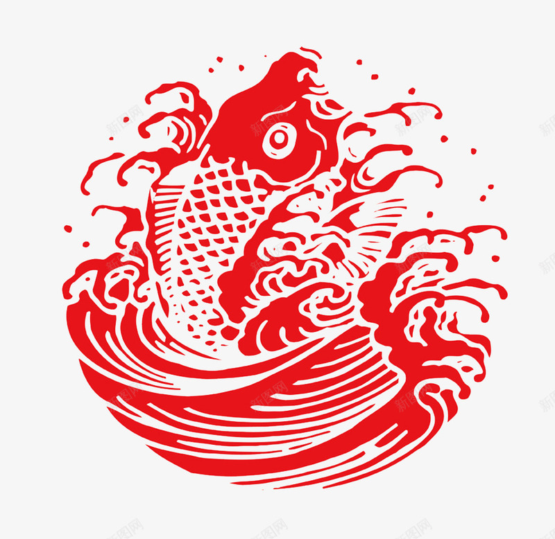卡通手绘红色的中国风鱼儿png免抠素材_新图网 https://ixintu.com 中国风 创意 动漫动画 卡通手绘 红色的 鱼儿