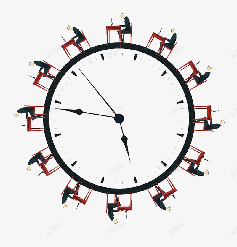 时钟商业图png免抠素材_新图网 https://ixintu.com 人物 圆形 坐着 时间到 时间流逝
