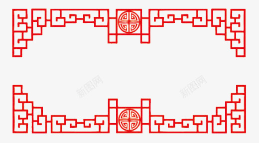 花格窗psd免抠素材_新图网 https://ixintu.com 几何图形 方形 红色