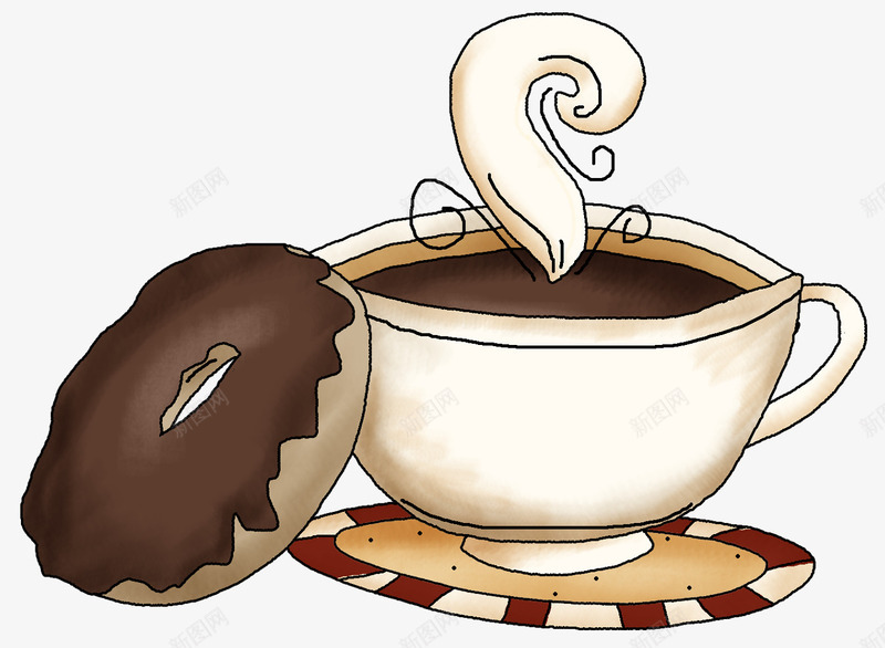一杯咖啡一个甜甜圈png免抠素材_新图网 https://ixintu.com 卡通甜甜圈 可爱咖啡杯 咖啡 咖啡杯 手绘咖啡 甜品 甜点 甜甜圈 食物