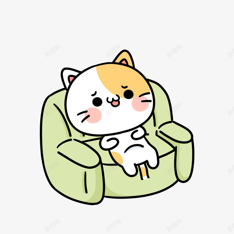 沙发上的猫咪png免抠素材_新图网 https://ixintu.com 卡通 可爱 手绘 沙发 猫咪 迷你小沙发