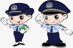 两个警察扁平卡通警察造型高清图片