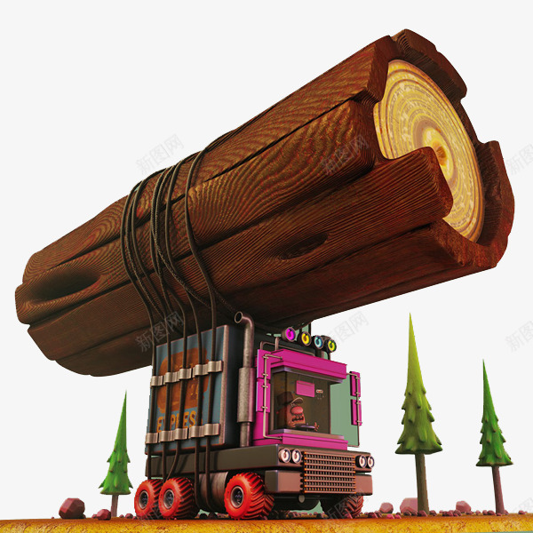运木头的车子png免抠素材_新图网 https://ixintu.com png图形 png装饰 卡通 木头 树木 装饰 车子