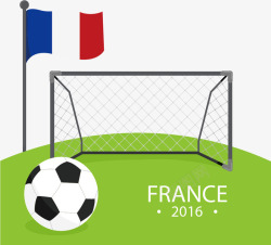 法国足球背景手绘绿茵上的足球和球门矢量图高清图片