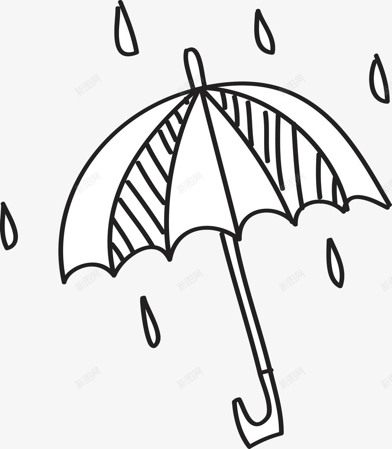 线条手绘雨伞png免抠素材_新图网 https://ixintu.com 下雨 下雨天 卡通雨点 手绘 线条 雨伞 雨水 雨滴 黑色